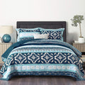 Newlake Cotton Bedspread Quilt Sets-Reversible Patchwork Coverlet Set, Boho Chic Pattern,King Size