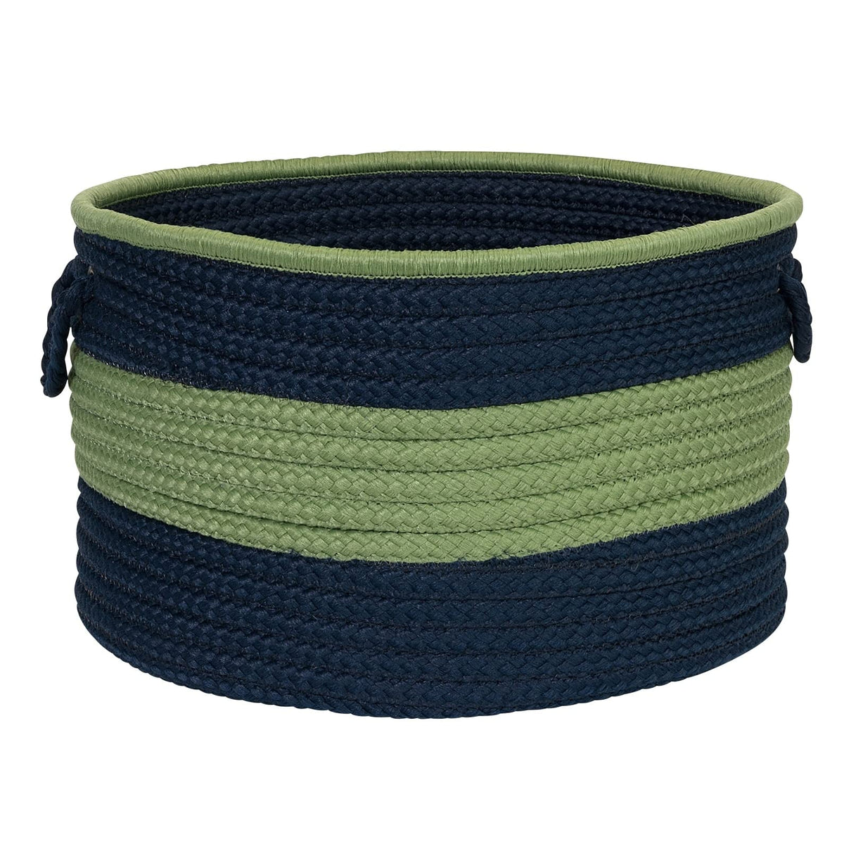 Colonial Mills Color Block Round Basket, 18 By 12-Inch, Navy/Green