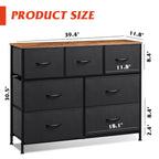 Wlive Dresser Tv Stand, Entertainment Center With Fabric Drawers, Media Console Table With Metal Frame And Wood Top For Tv Up To 45 Inch, Chest Of Drawers For Bedroom, Black And Rustic Brown
