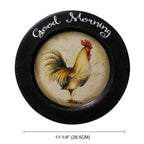 Cvhomedeco. Rooster Decorative Plate Country Distressed Round Display Wooden Plate Home D  Cor Art, 11-1/4 Inch