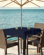 Queenker Dark Blue Outdoor Tablecloth With Umbrella Hole And Zipper, Solid Color Table Cover For Square Tables Waterproof Tablet