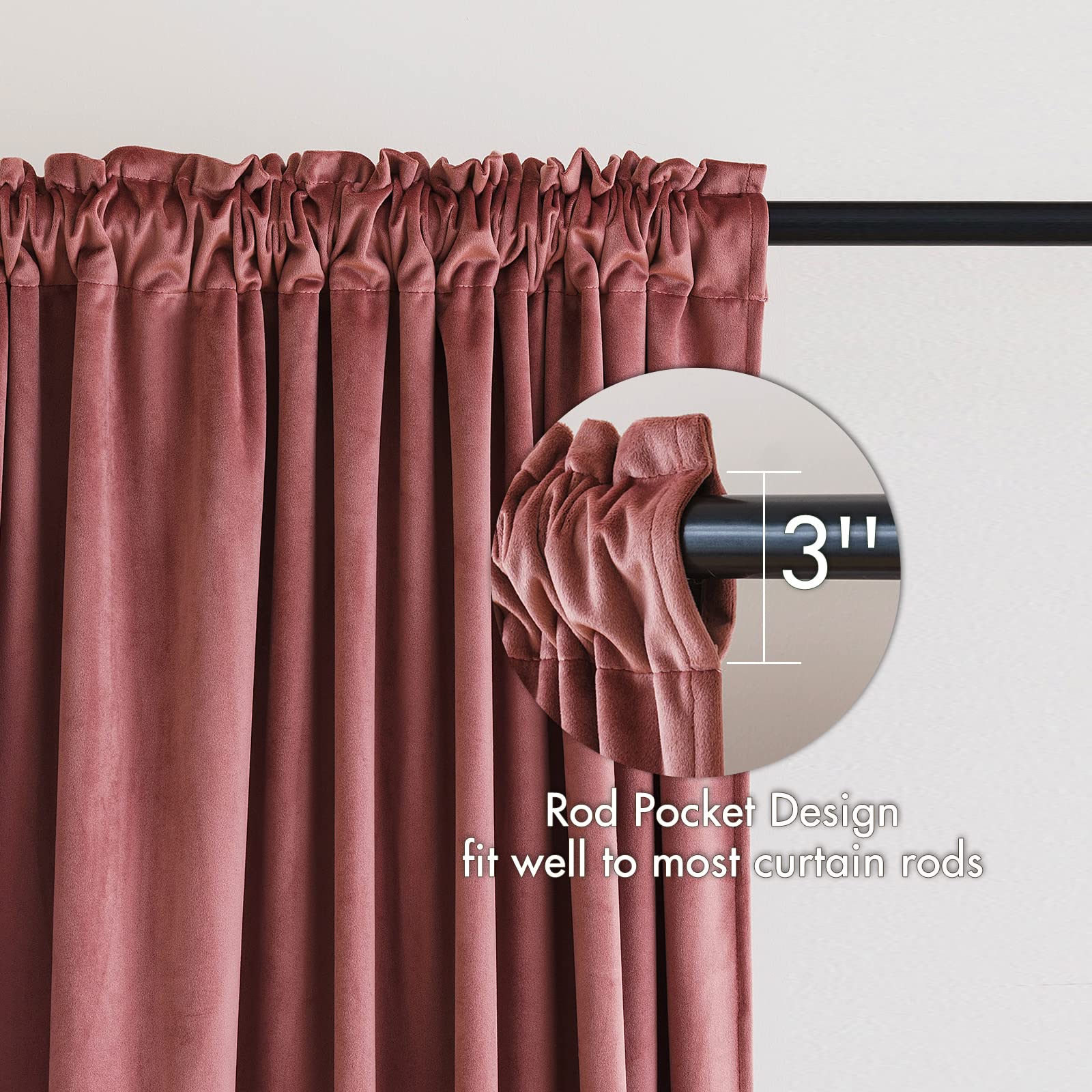 Miulee Dusty Rose Pink Velvet Curtains Thermal Insulated Blackout Curtain Drapes For Bedroom Living Room Darkening 96 Inches Long Curtains Panels Rod Pocket Set Of 2