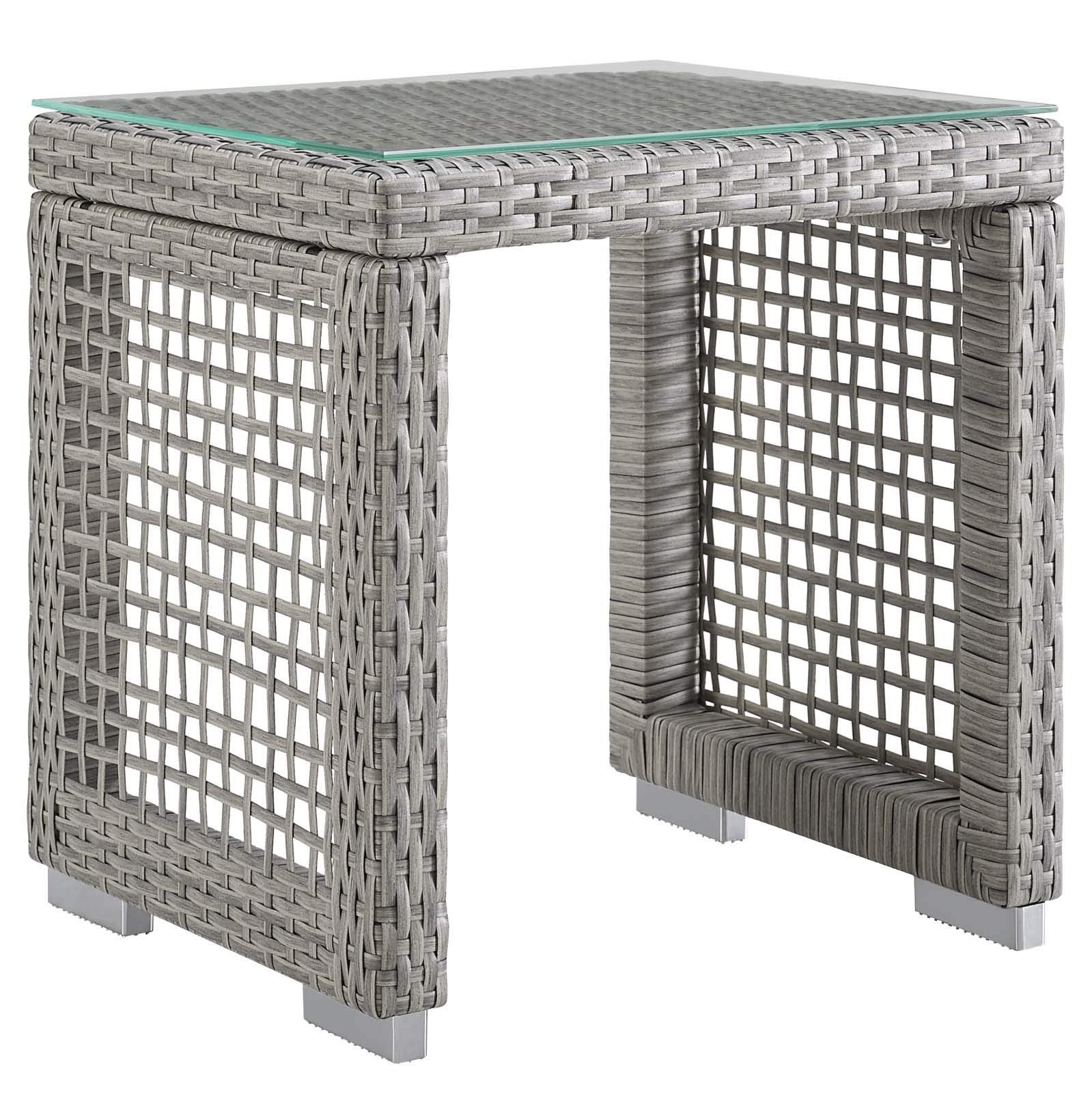Modway Aura Outdoor Patio Wicker Rattan, Side Table, Gray