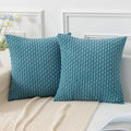 Kevin Textile Throw Pillow Covers Soft Corduroy Decorative Set Of 2 Boho Striped Pillow Covers Pillowcases Farmhouse Home Decor For Couch Bed Sofa Living Room 16X16 Inch Light Blue