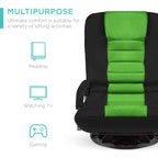 Best Choice Products Swivel Gaming Chair 360 Degree Multipurpose Floor Chair Rocker For Tv, Reading, Playing Video Games W/Lumbar Support, Armrest Handles, Adjustable Backrest - Black/Green