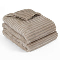 Pavilia Super Soft Fleece Throw Blanket Twin Taupe Tan Camel, Fuzzy Plush Flannel Throw, Warm Cozy Ribbed Microfiber Blanket For