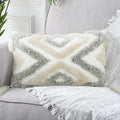 Merrycolor White Grey Boho Pillow Covers 12X20 With Tassels Tufted Decorative Gray Throw Pillows Neutral Modern Accent Pillowcas