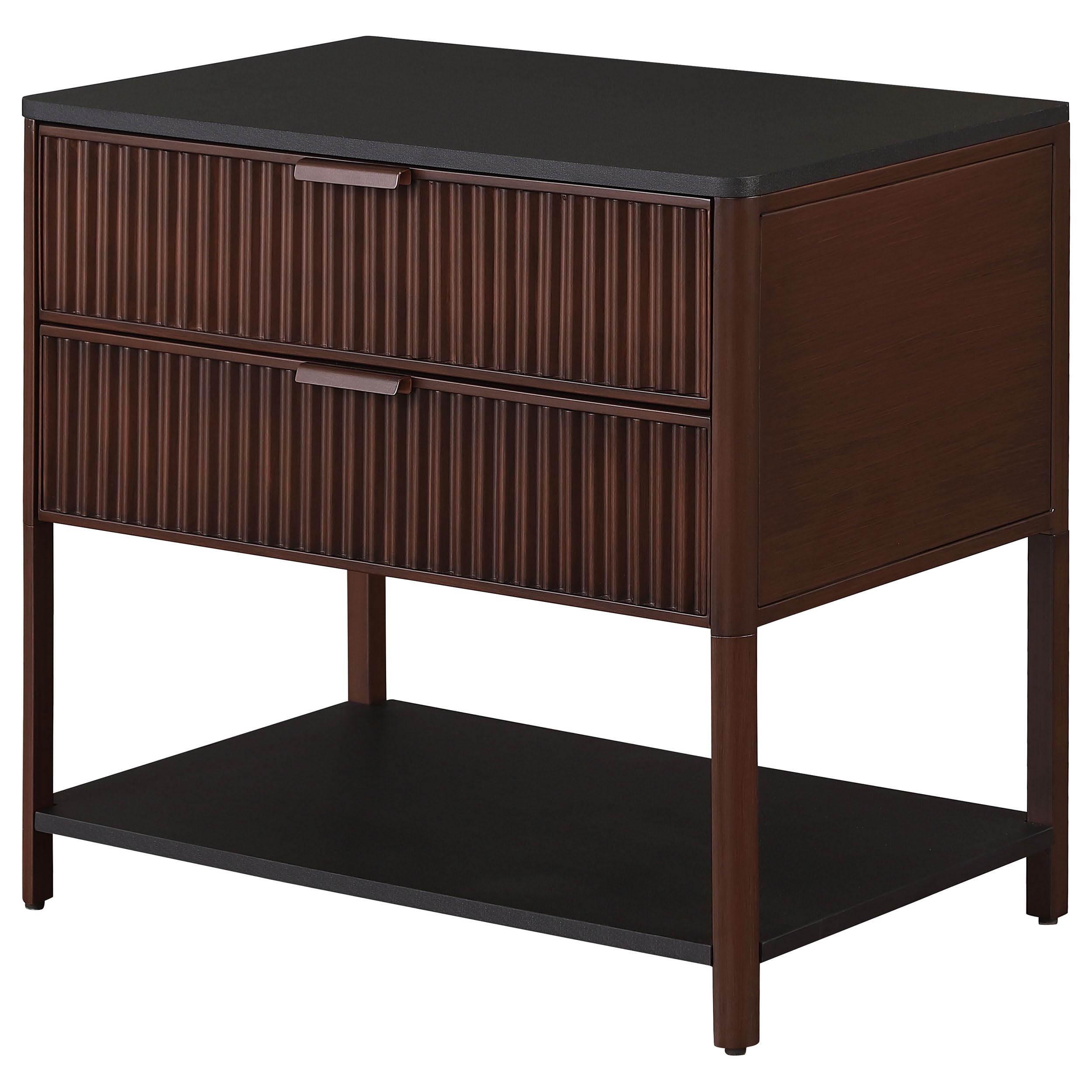 Coaster Home Furnishings Zimmerlee 2-Drawer Side Table with Shelf Rust Brown