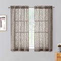 Chyhomenyc Marilyn Chocolate Brown Sheer Curtains 45 Inch Length 2 Panels For Bedroom, Light Filtering Soft Airy Leaf Clip Jacqu