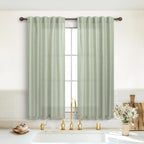 Koufall Sage Green Back Tab Rod Pocket Linen Sheer Curtains 38 By 54 For Bedroom