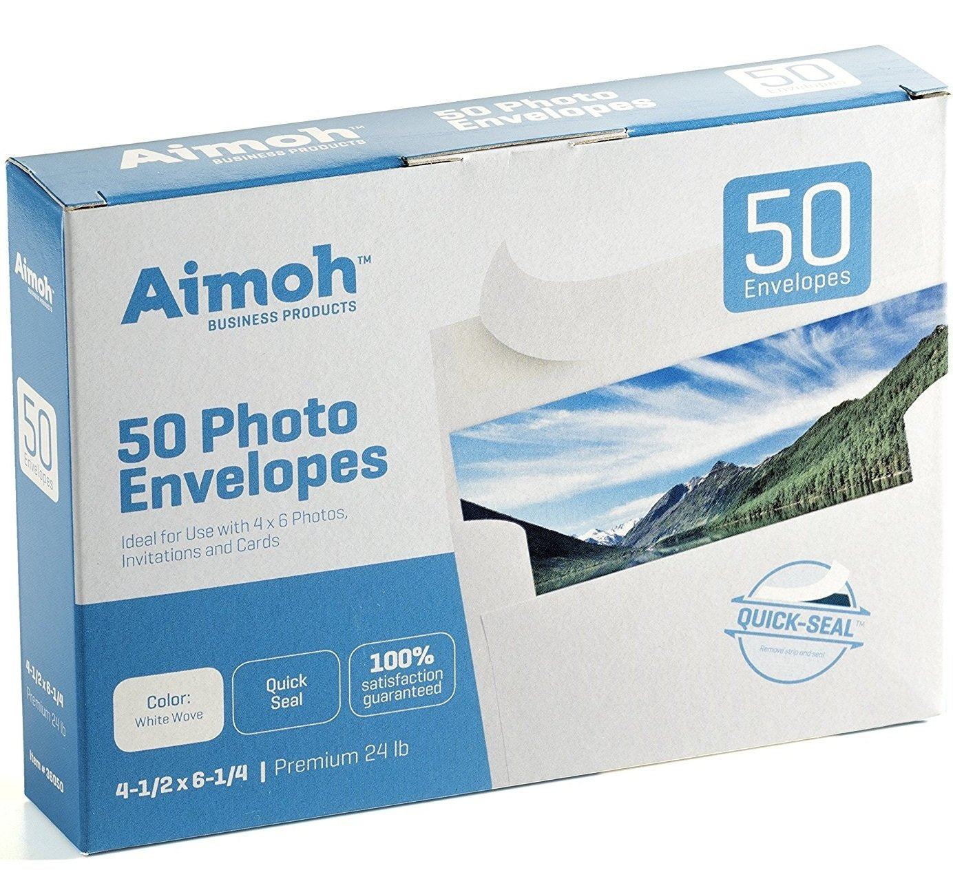 Aimoh 50 White A4 4X6 Photo Envelopes Self Seal - Fits 4 X 6 Photos, Invitations, Strong Self-Seal Closure, Size 4.5 X 6.25 Inch