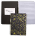 Steel Mill & Co Cute Black Mini Spiral Notebook, 8.25' X 6.25' Journal With Durable Hardcover And 160 Lined Pages, Linear Gold