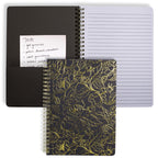 Steel Mill & Co Cute Black Mini Spiral Notebook, 8.25' X 6.25' Journal With Durable Hardcover And 160 Lined Pages, Linear Gold