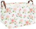 Essme Rectangular Rose Basket,Pink Storage Box, Flower Storage Bins Organizer with Handles for Girls Room Decor, Girl Basket,She