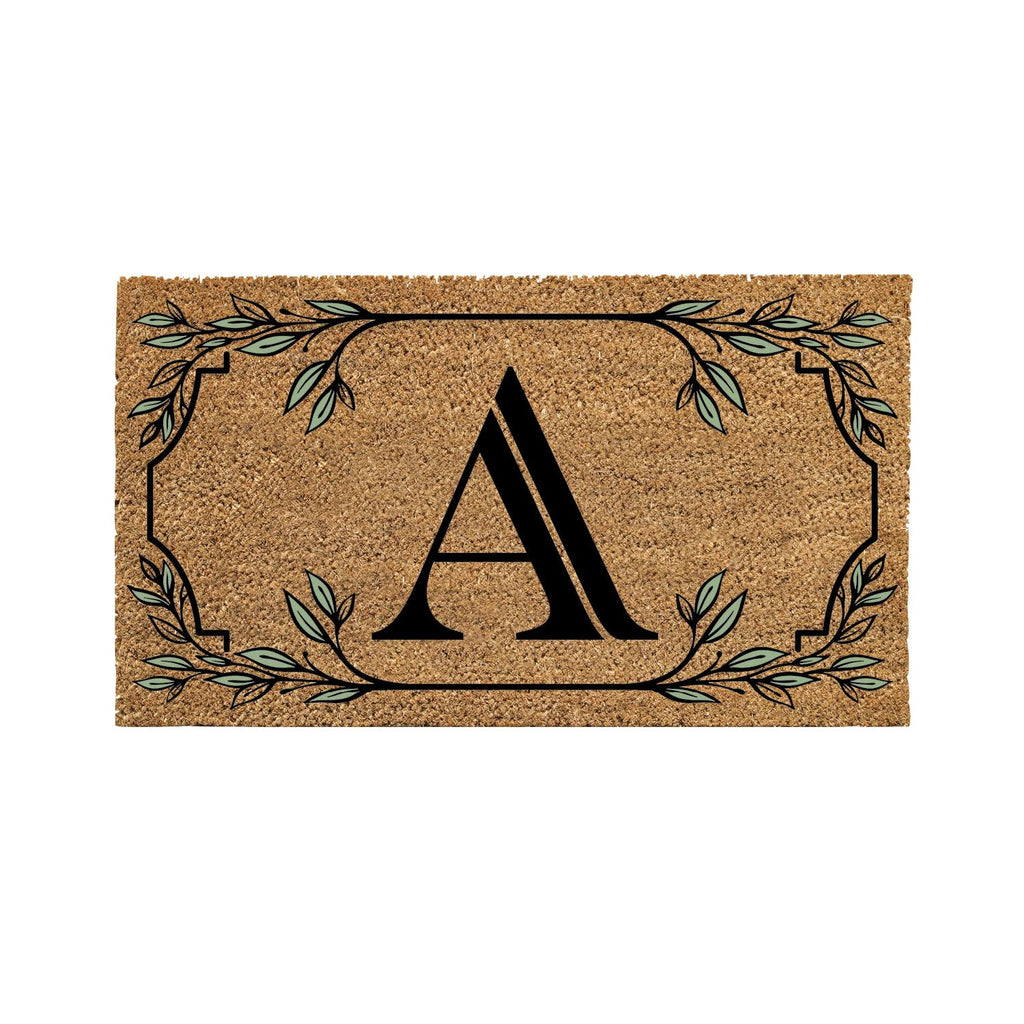 Evergreen Monogram Coir Doormat | Letter A | Front Door Mat For Outdoor Indoor Entrance | 28X16 Inches | Non-Slip Backing Doorwa