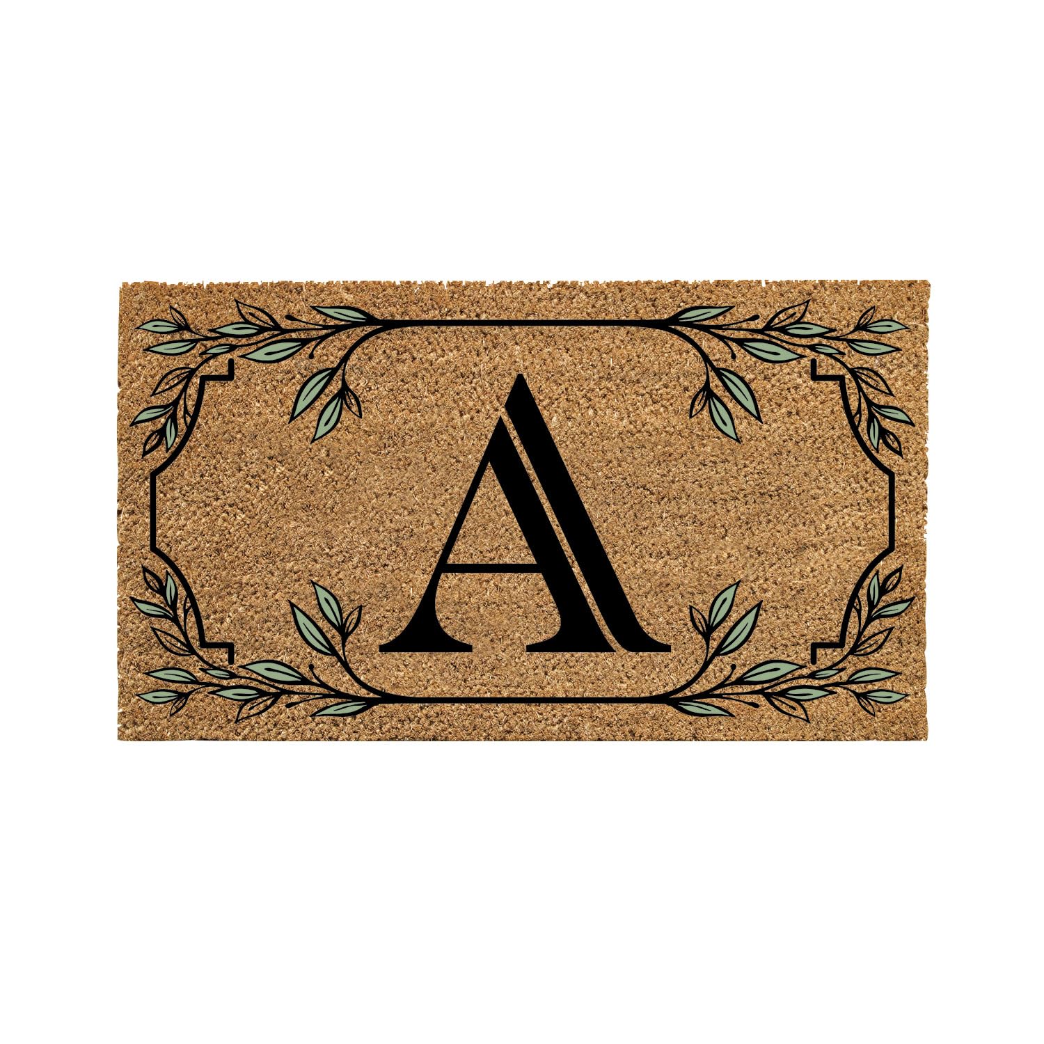 Evergreen Monogram Coir Doormat | Letter A | Front Door Mat For Outdoor Indoor Entrance | 28X16 Inches | Non-Slip Backing Doorwa