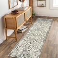Wonnitar Moroccan Runner Rug, Washable 26x8 Kitchen Runner Rug, Geometric White Hallway Bathroom Rug Runner, Non-Slip Long Boh