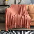 Lomao Knitted Throw Blanket With Tassels Bubble Textured Lightweight Throws For Couch Cover Home Decor (Coral, 50X60)