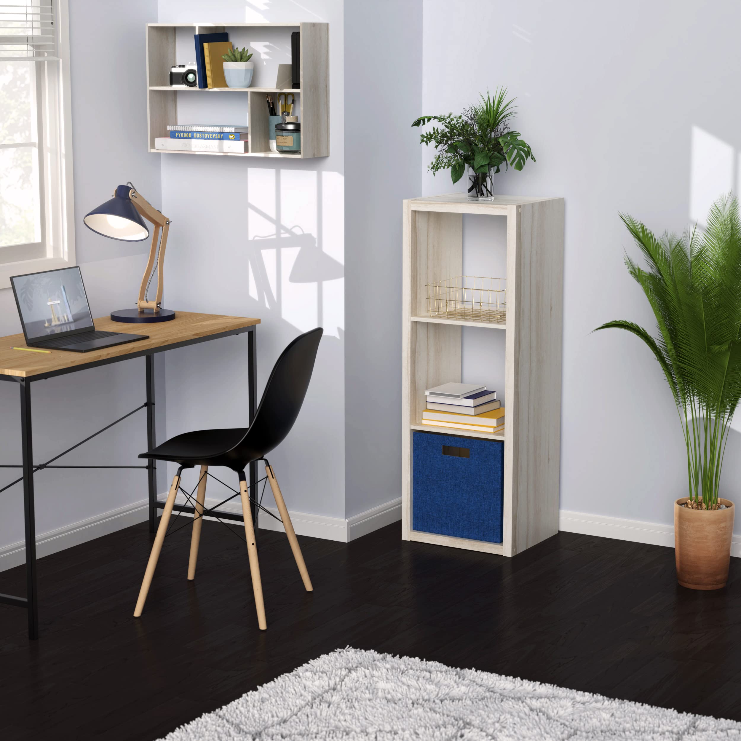 Closetmaid 4543 Decorative Open Back 3-Cube Storage Organizer, Bleached Walnut