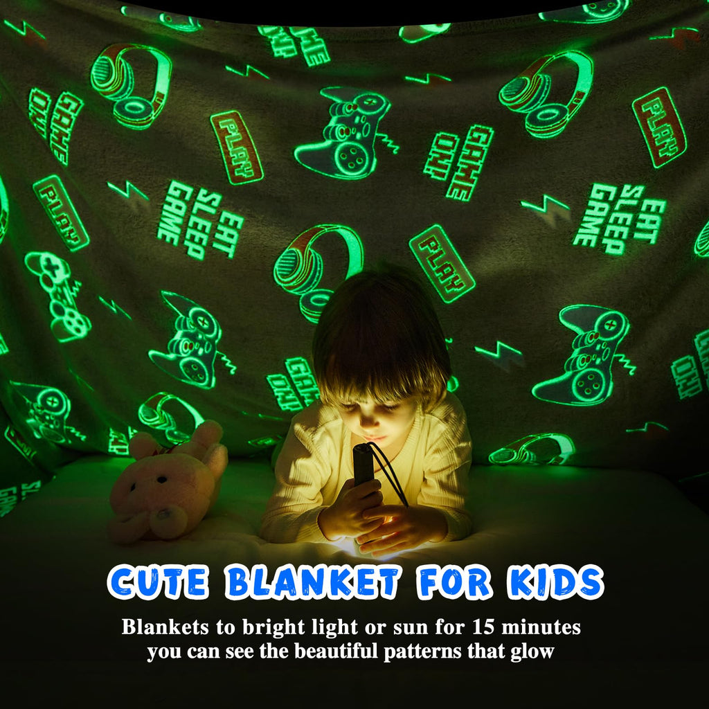 Inhand Glow In The Dark Blanket Gaming Controller Kids Throw Blanket Gamer Gift Toys For Kids Boys Game Gamepad Presents Birthda