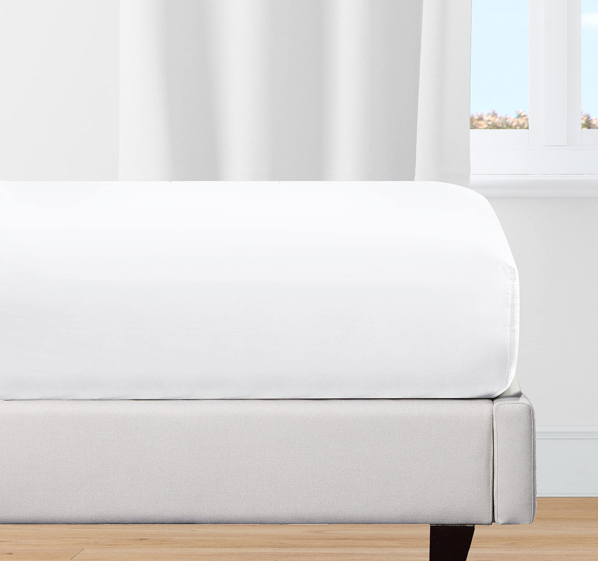 100% Organic Cotton Twin Xl Fitted Sheet, Cooling Percale Weave, Lightweight, Snug-Fit, Crisp, Cotton Fitted Sheet Twin Xl, Whit