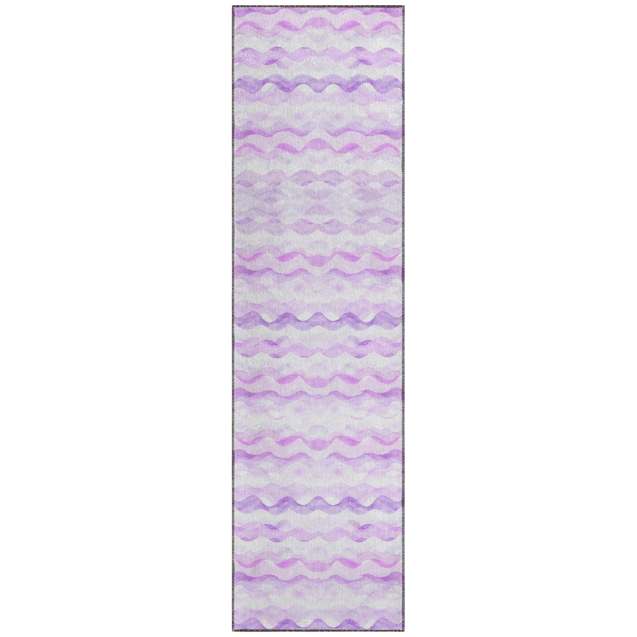 Addison Rugs Surfside Asr46 Purple 2'3" X 7'6" Indoor Outdoor Runner Rug, Easy Clean, Machine Washable, Non Shedding, Bedroom, Living Room, Dining Room, Kitchen, Patio Rug