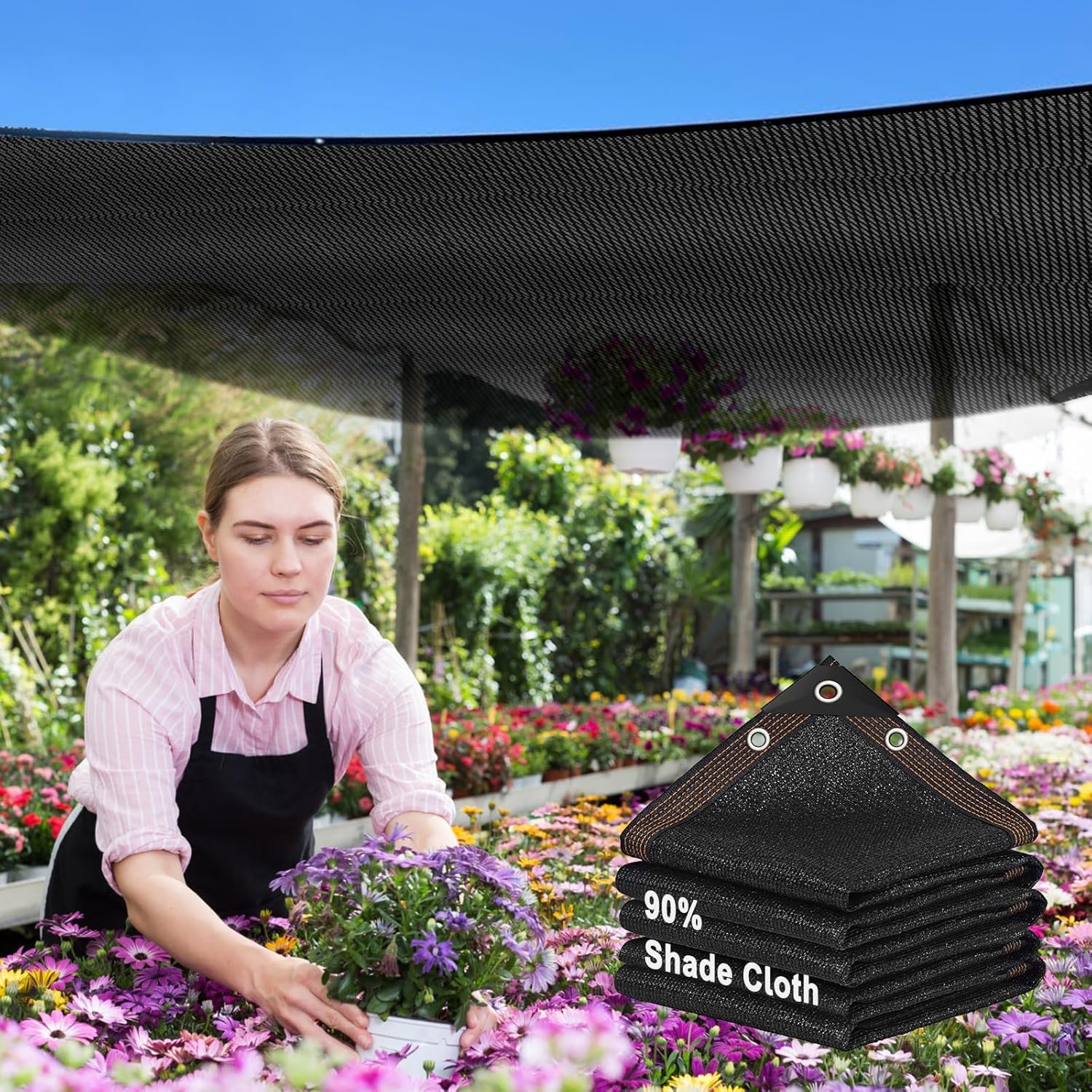 90% Shade Cloth,8x16ft Tear Resistant Sun Shade Net with Reinforced Grommet,Durable Garden Shade Tarp Cover for Greenhouse,Plant