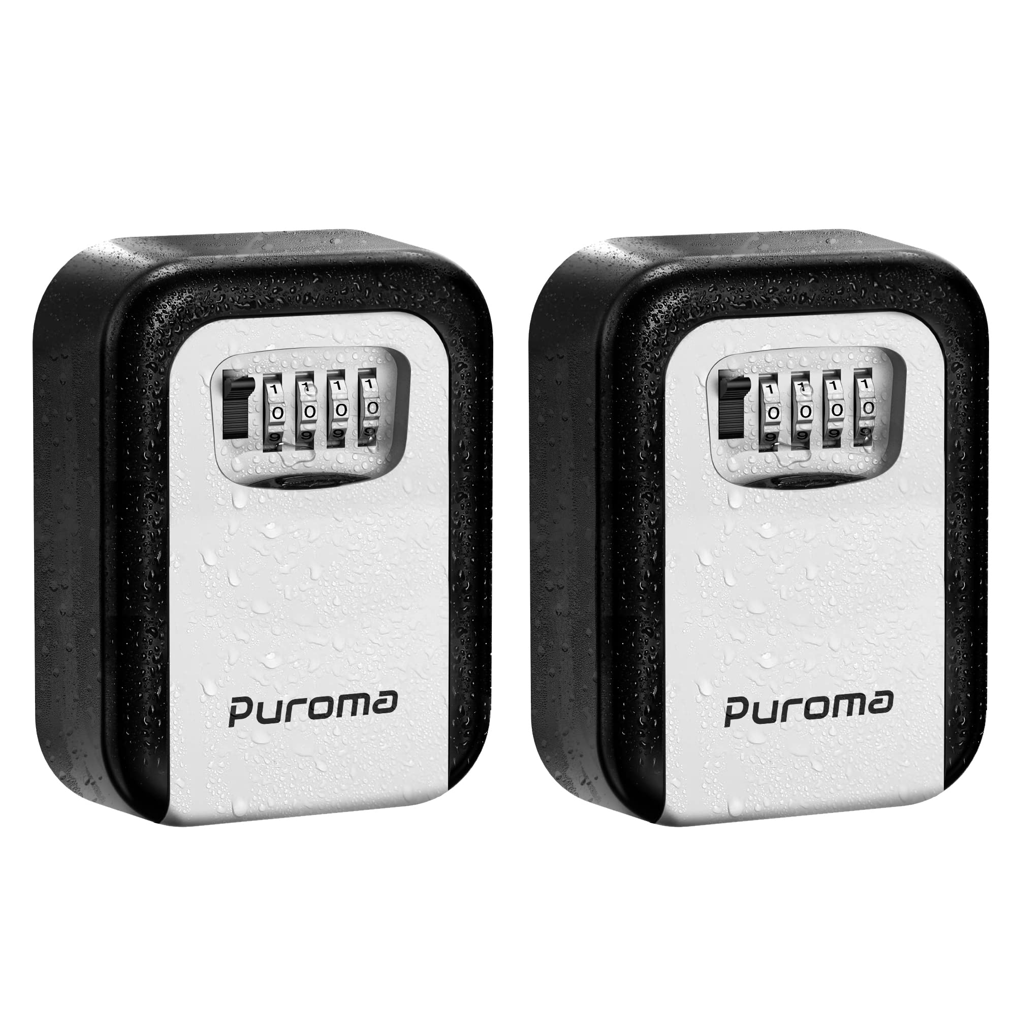 Puroma Security Key Lock Box, 4-Digit Combination Waterproof Lock Box Key Storage Lockbox Wall Mount 5 Key Large Capacity For Ho