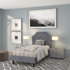 Flash Furniture Brighton Twin Size Tufted Upholstered Platform Bed In Light Gray Fabric