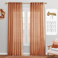 PANELSBURG Rust Curtains 96 Inches Long for Bedroom,Terracotta Boho Rustic Farmhouse Semi Sheer Linen Fall Curtains for Living R