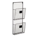 Two Tier Wall File Holder - Durable Antique Copper Metal Rack With Spacious Slots For Easy Organization, Mounts On Wall And Door