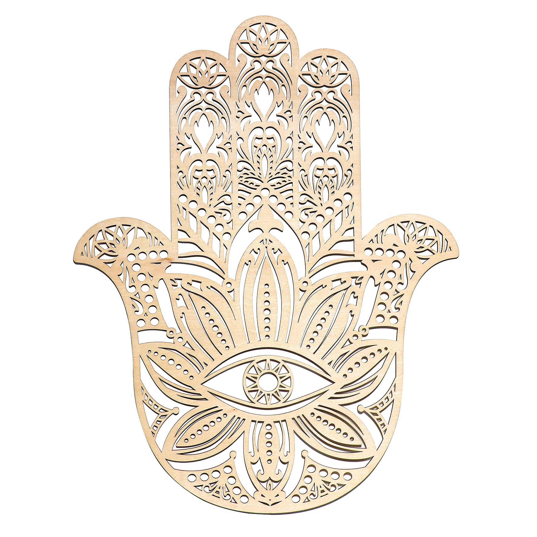 Fourth Level MFG 12'' Hamsa, Sacred Geometry Wood Wall Art, Zen Home Decor and Meditation Symbol, Evil Eye Wall Decor, Hamsa Han