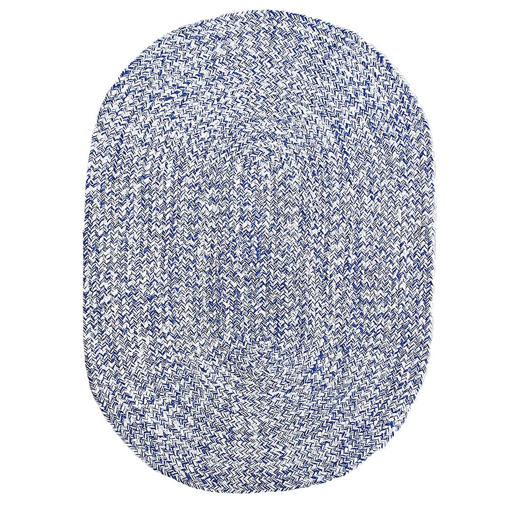 Super Area Rugs Farmhouse Braided Rug 2 X 3 Oval Cotton Kitchen Reversible Carpet, Blue & White