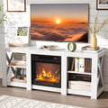 VINGLI Fireplace TV Stand for up to 65 inch TVs, 58'' Farmhouse Entertainment Center with Electric Fireplace Heater & Adjustable