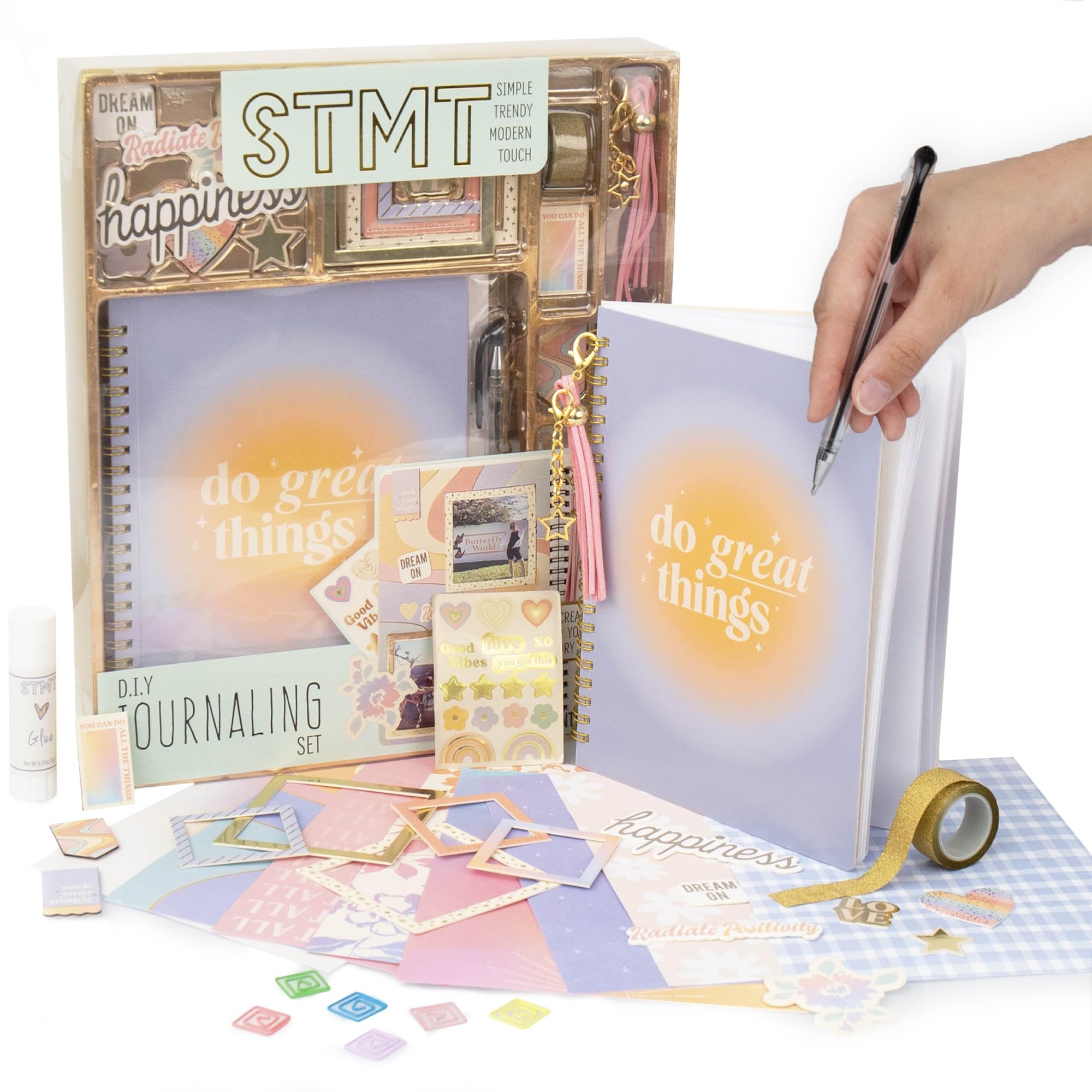Stmt D.I.Y. Journal Set, 70-Sheet Hardcover Spiral-Bound Journal Kit, Over 35 Stationery Supplies, Including Journal Stickers, F