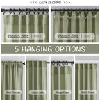 Donren Sage Green Linen Back Tab Curtains 120 Inches Extra Long Ceiling To Floor For Villa Living Room -2 Panels Hooks Belt Pinch Pleated Easy Sliding Curtains Light Filtering Semi Sheer Drapres