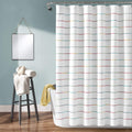 Lush Decor Ombre Stripe Yarn Dyed Cotton Shower Curtain, 72' W X 72' L, Rainbow - Colorful Tufted Stripes - Ombre Shower Curta