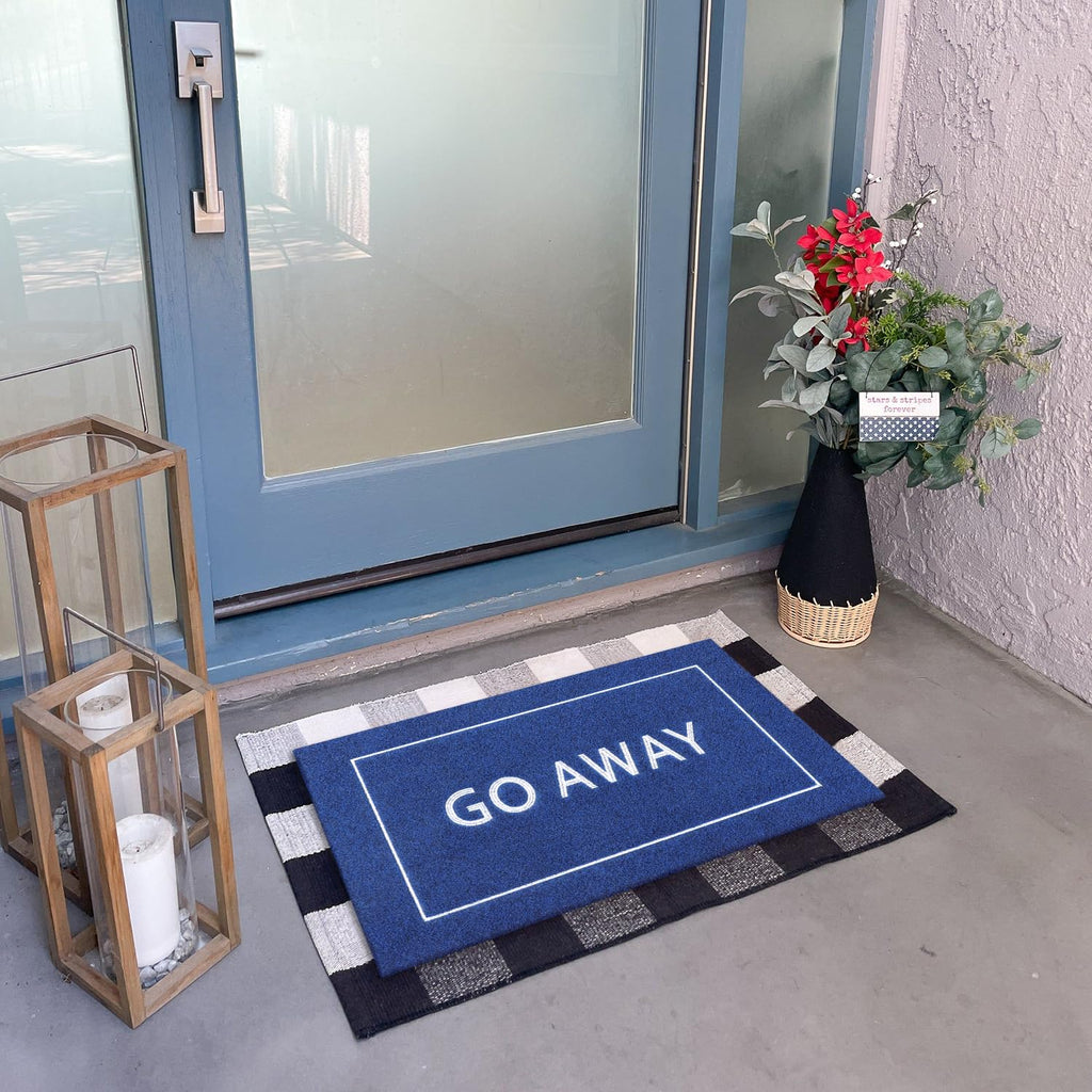 Jjuuyou Welcome Mats For Front Door Outdoor Entry Go Away Doormat Non Slip Rubber Mat For Home Indoor Farmhouse Funny Kitchen Do