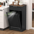 METOTI 10 Gallon Tilt Out Kitchen Trash Can Cabinet with Deodorizing Function, Wooden Garbage Can Cabinet with Storage Drawer, H