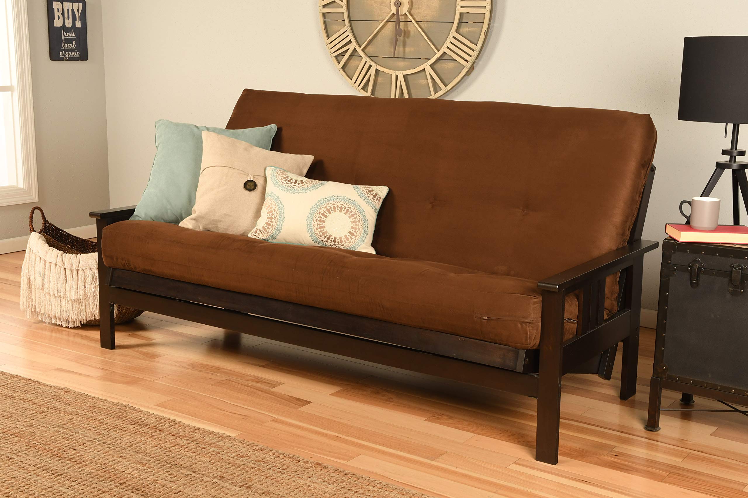 Kodiak Furniture Monterey Futon With Suede Fabric Mattress In Chocolate/Espresso