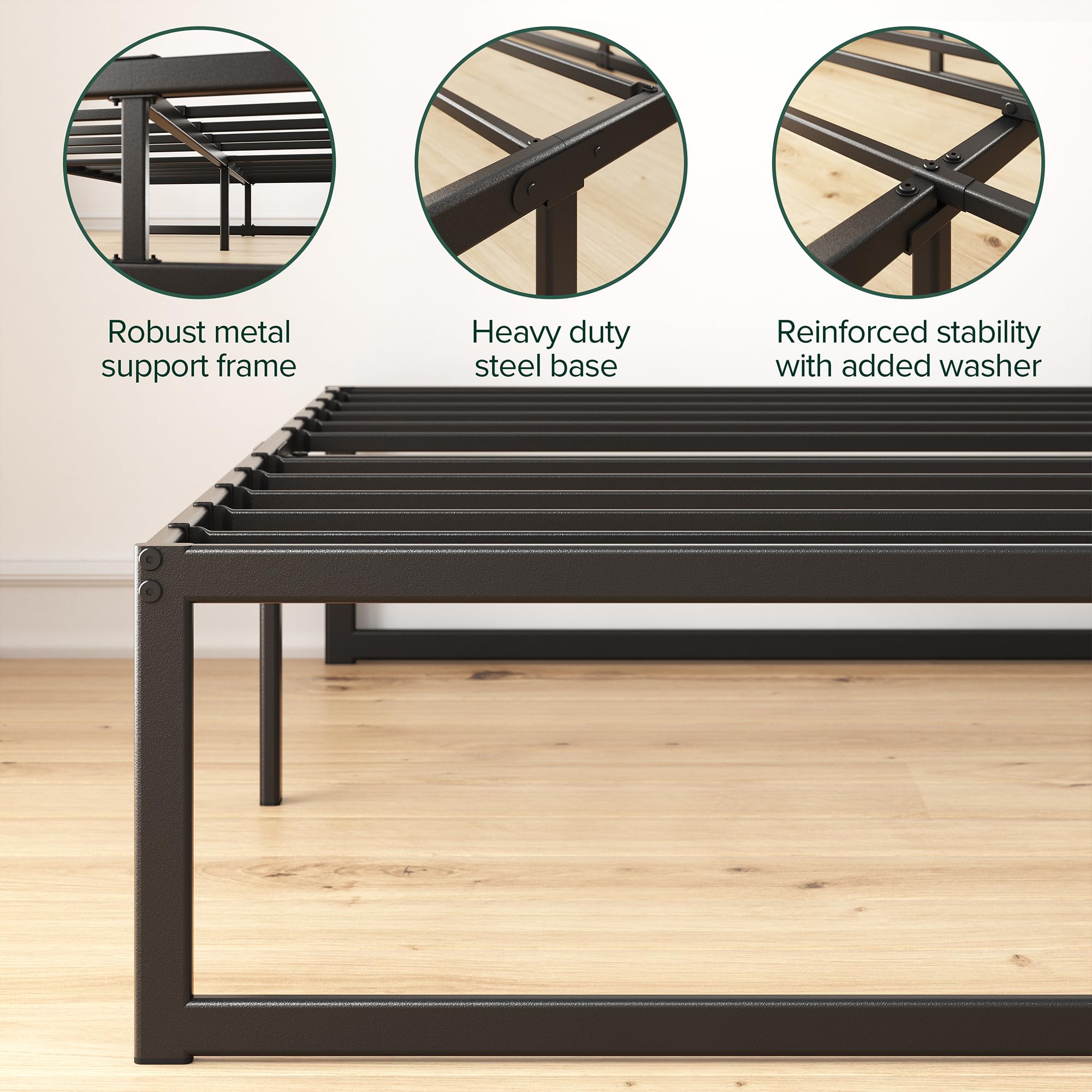 Zinus Abel 14 Inch Platform Bed Frame, Steel Slat Support, Easy Assembly, No Box Spring Needed, Eco Friendly Wonderbox(Tm) Packaging, Black, Full