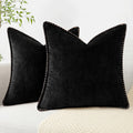 Decoruhome Chenille Soft Throw Pillow Covers 16X16 Set Of 2, Farmhouse Velvet Decorative Pillow Covers With Stitched Edge For Co