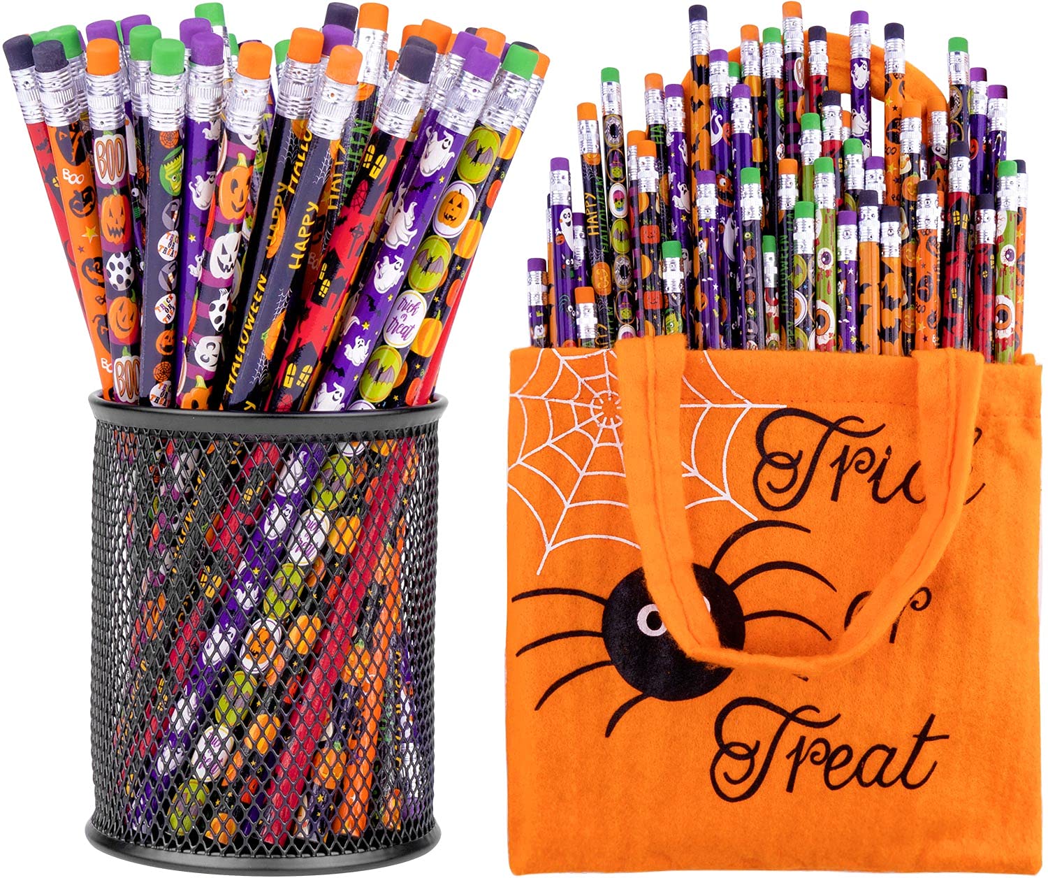 Ygaohf 50 Pcs Halloween Pencils For Kids, Halloween Pencils Bulk With Eraser, 12 Designs Colorful Fall Pencil With 1 Halloween G