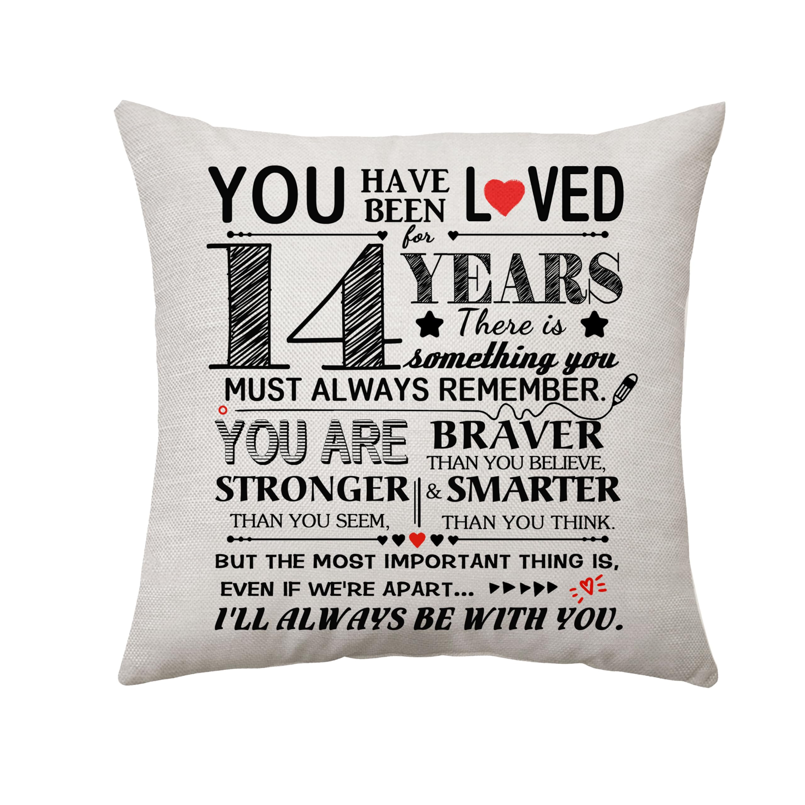 14 Years Old Girls Gifts Throw Pillow Cover Happy Birthday Gift For 14 Years Old Boys Birthday Decoration For 14Th Daughter Son