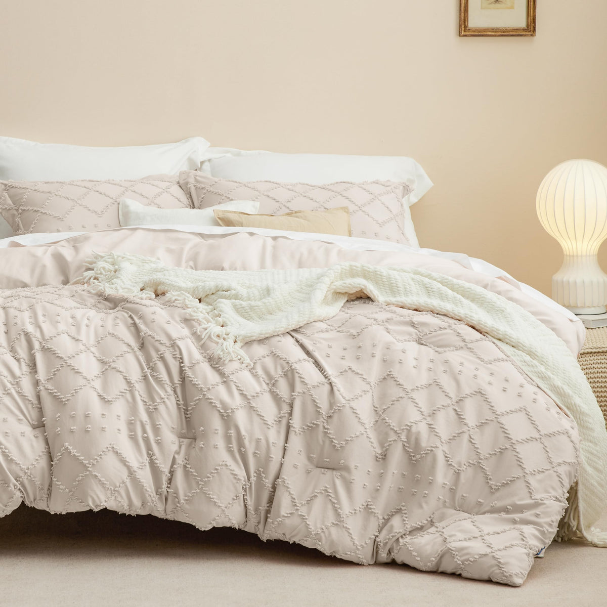 Bedsure Twin/Twin Xl Comforter Set Dorm Bedding - Beige Boho Twin Extra Long Comforter Set For College, Shabby Chic Tufted Beddi