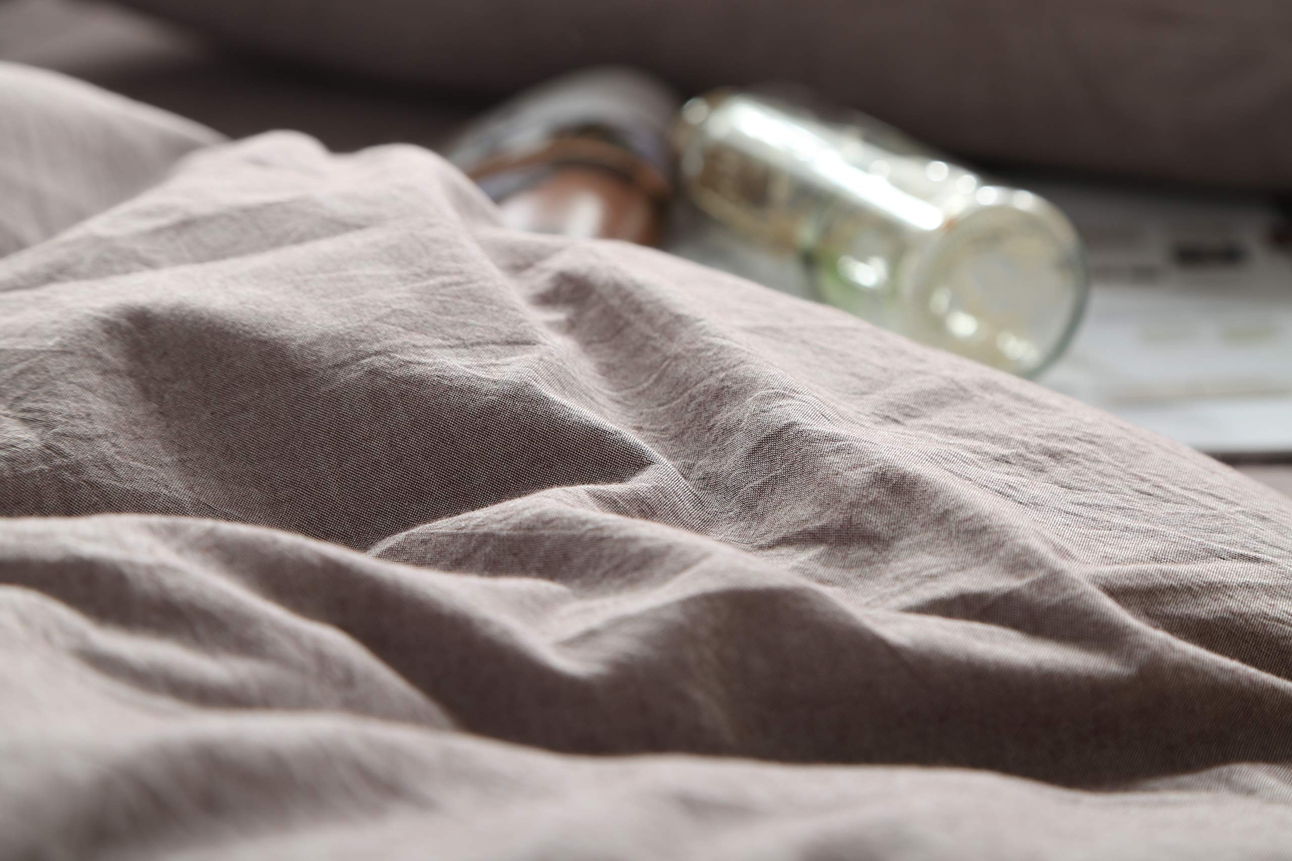 F.Y.Dreams 100% Washed Cotton Duvet Cover For Weighted Blanket 48X72 Inches With 8 Ties, Zipper On Long Side/Purple Bean Paste/J