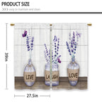 Laifzere Farmhouse Purple Lavender Kitchen Curtains Bottle Rustic Country Flower Small Short Cafe Window Curtains Floral Plank R