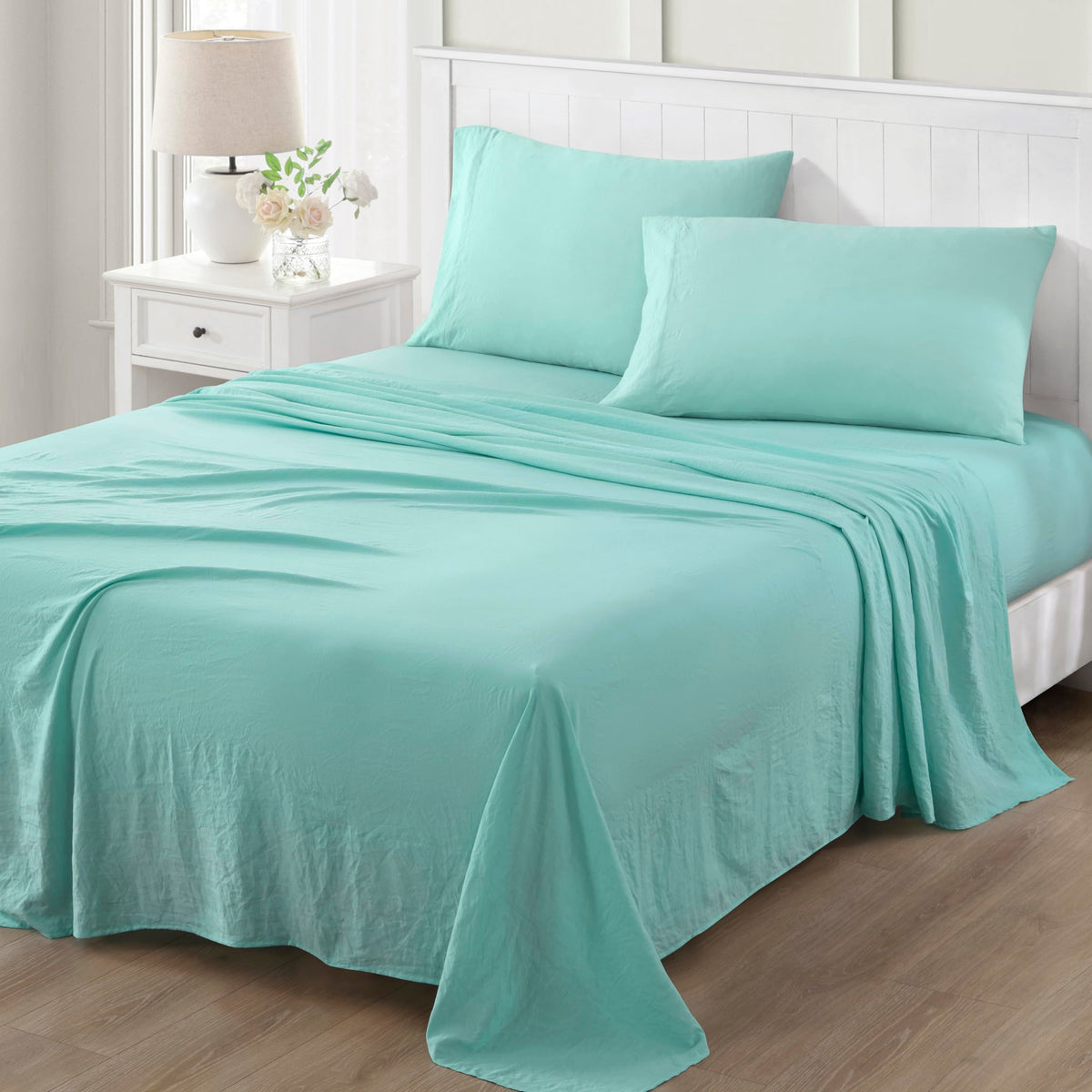 Martha Stewart Ultra Soft Brushed And Washed Microfiber 4 Piece Sheet Set, Easy Care, Comfy Bed Sheets With Secure Deep Pocket U