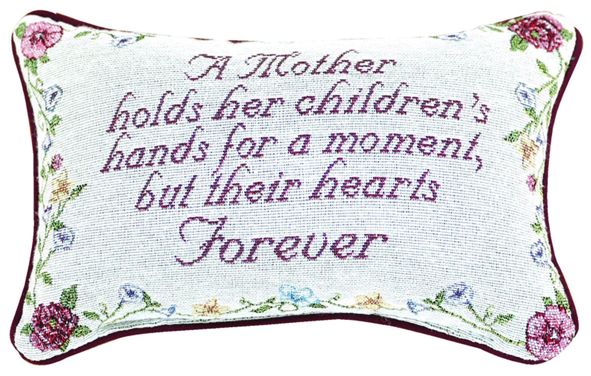 Manual 12.5 X 8.5-Inch Decorative Embroidered Word Pillow, A Mother Holds Her Children