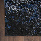 Nourison Passion Light Blue/Black 2'2'' X 10' Area-Rug, Modern, Abstract, Easy-Cleaning, Non Shedding, Bed Room, Living Room, Di